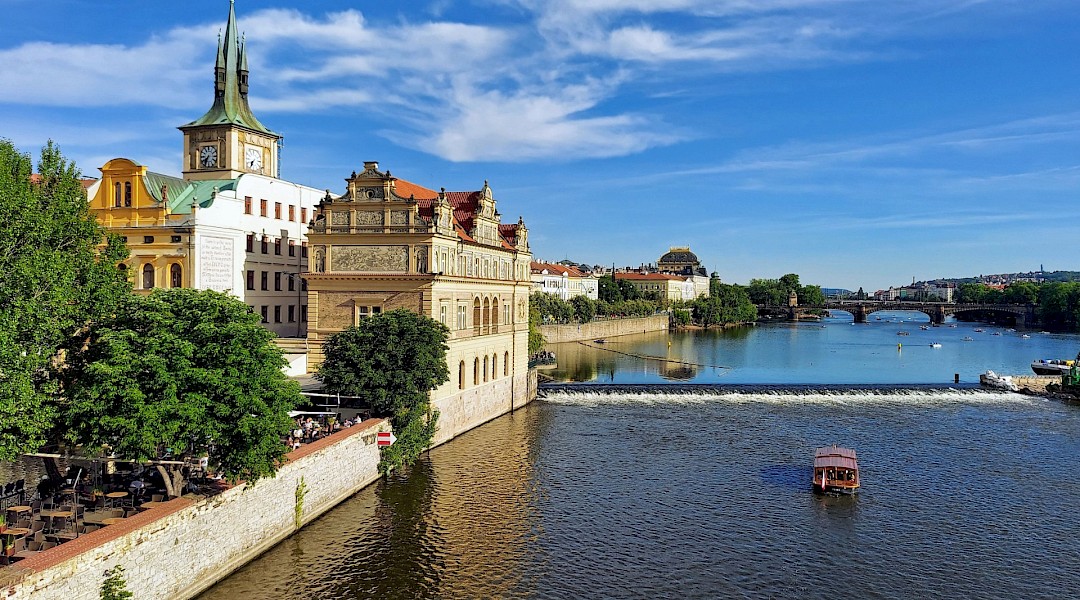 A boat along Vlatva river, Prague, Czech Republic. P. Hughes@CC