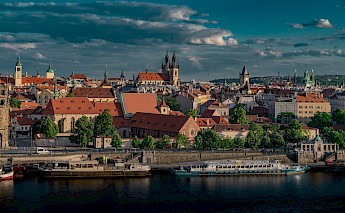 vltava river fronting old town Prague, Prague, Czech Republic. Mikhail Mamaev@unsplash