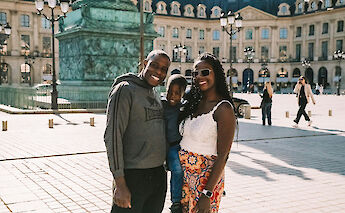 Family photo on the bike tour, Paris bike tour, France. CC:TO