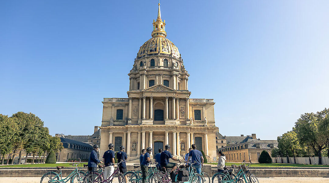 Pausing to listen to the guide, Paris bike tour, France. CC:TO
