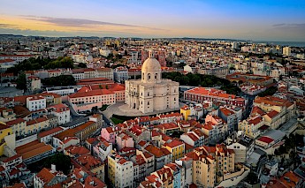 Aerial view of the Church of Santa Engracia, Lisbon, Portugal. Deensel@wikimedia commons