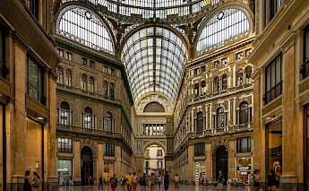 Beautiful architechture inside the Galleria Umberto I, Naples, Italy. Marco Ober@Wikimedia Commons