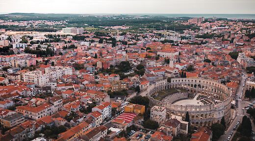 Aerial view of the city, Pula, Croatia. Derek Sutton@Unsplash