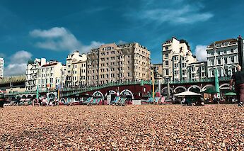 Worm's eye view from the shore of Brighton Beach, Brighton, England. Marco Savastano@Unsplash