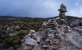 Stone pile, mountain path, Mount Kilimanjaro, Kilimanjaro, Tanzania. Daniel Vargas@Unsplash