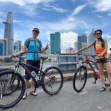 Cyclists on a City Urban bike tour, Ho Chi Minh City, Vietnam.