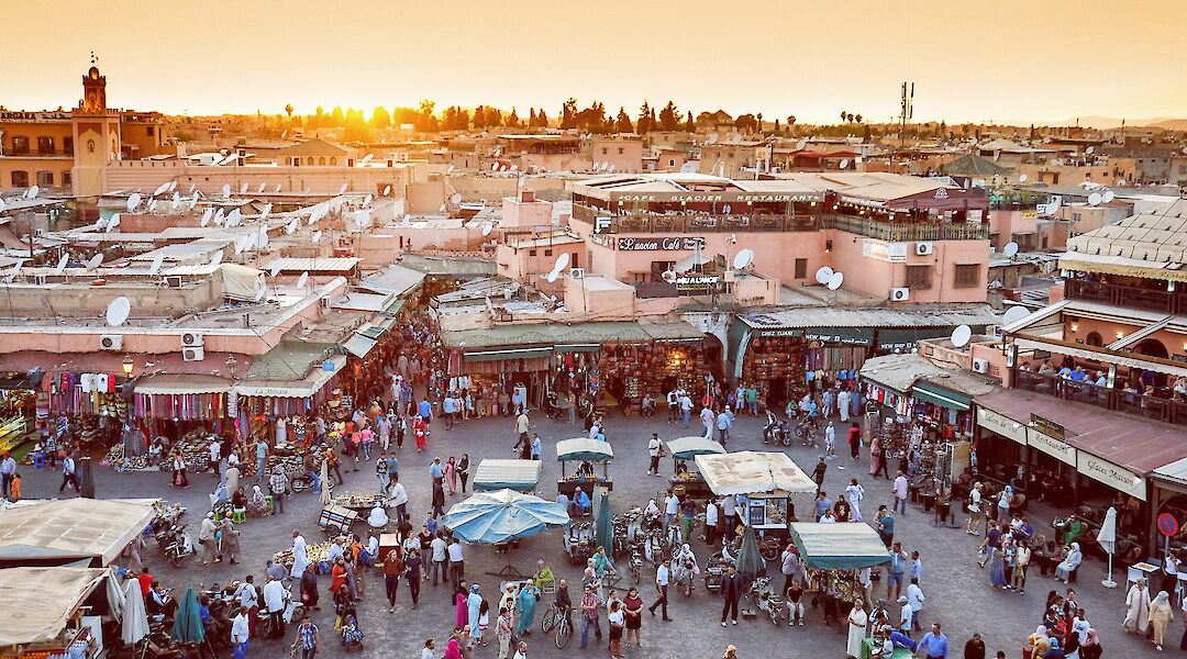 Marrakesh biggest market in Morocco, Jamaa el Fnaa, traditional market and Marrakech city symbol. Calin Stan@Unsplash