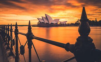 A stunning sunrise, captured behind the famous Sydney Opera House, Circular Quay, Sydney&hellip;