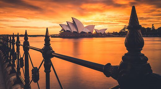 A stunning sunrise, captured behind the famous Sydney Opera House, Circular Quay, Sydney, Australia. Liam Pozz@Unsplash