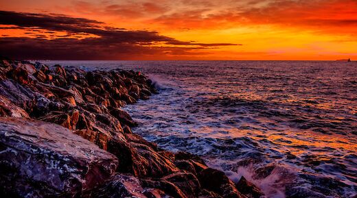 Sunset at the beach near Port of Pisa. LuigiPietroScantamburlo@Wikimedia Commons