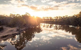 Sky reflecting against the Murray River, Echuca and Moama, Australia. Tim Davies@Unsplash