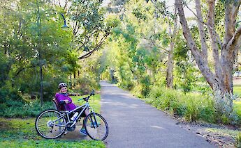 Pausing along the bike path, Melbourne, Australia