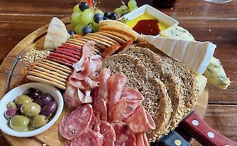 Lunch on the tour with olives and cheese, Bellarine Peninsula, Australia
