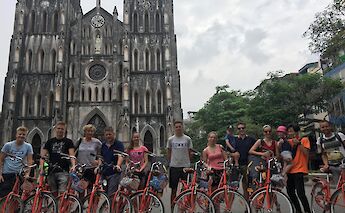 Bike tour of the cathedral, Hanoi, Vietnam. CC:Friends Travel Vietnam