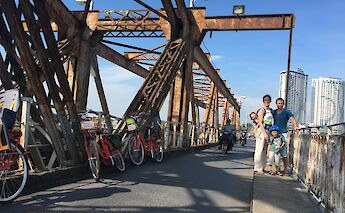 Parking the bikes on Long Bien Bridge, Hanoi, Vietnam. CC:Friends Travel Vietnam