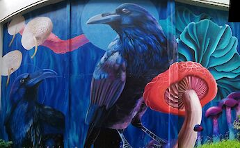 Crows and Mushrooms, Street Art, The Hague, Holland. FredTC