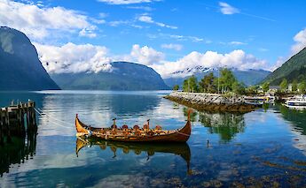Canoe on a lake in Valldal, Norway. CC:dconvertini
