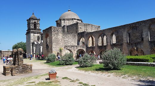 Angled shot of the historic Mission San Jose, San Antonio, Texas, USA. CC:Irid Escent