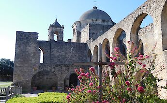 Bushes and flowers outside the Mission San Jose, San Antonio, Texas, USA. CC: Sbyount