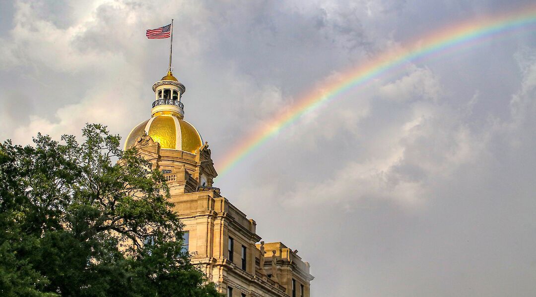 Rainbow above Town Hall, Savannah. Mick Haupt@Unsplash