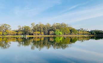 Scenic view from the lake, Parque Ibirapuera, Sao Paulo, Brazil. Jaime Dantas@Unsplash