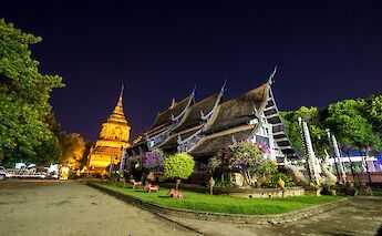 Chiang Mai Silver temple at night, Chiang Mai, Thailand. Grasshopper Day Tours