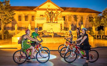 Three Kings monument at night, Chiang Mai, Thailand. Grasshopper Day Tours