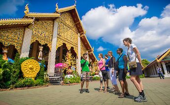 Lecture outside a temple in Lamphun, Chiang Mai, Thailand. Grasshopper Day Tours
