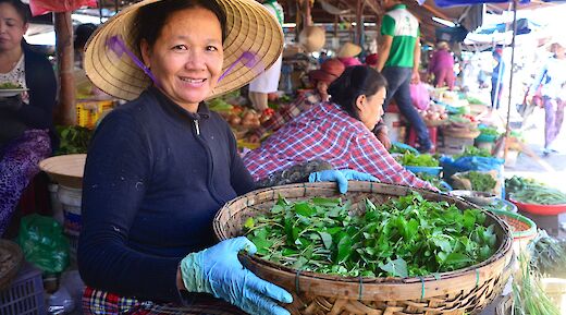 Local selling produce in Hoi An, Vietnam. Grasshopper Day Tours