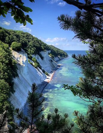 White cliffs at Møns Klint on Møns Island, Denmark.