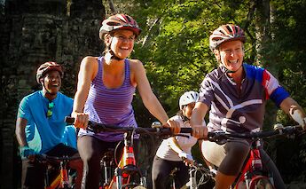 Enjoying the bike ride through Angkor, Siem Reap, Cambodia. Grasshopper Day Tours