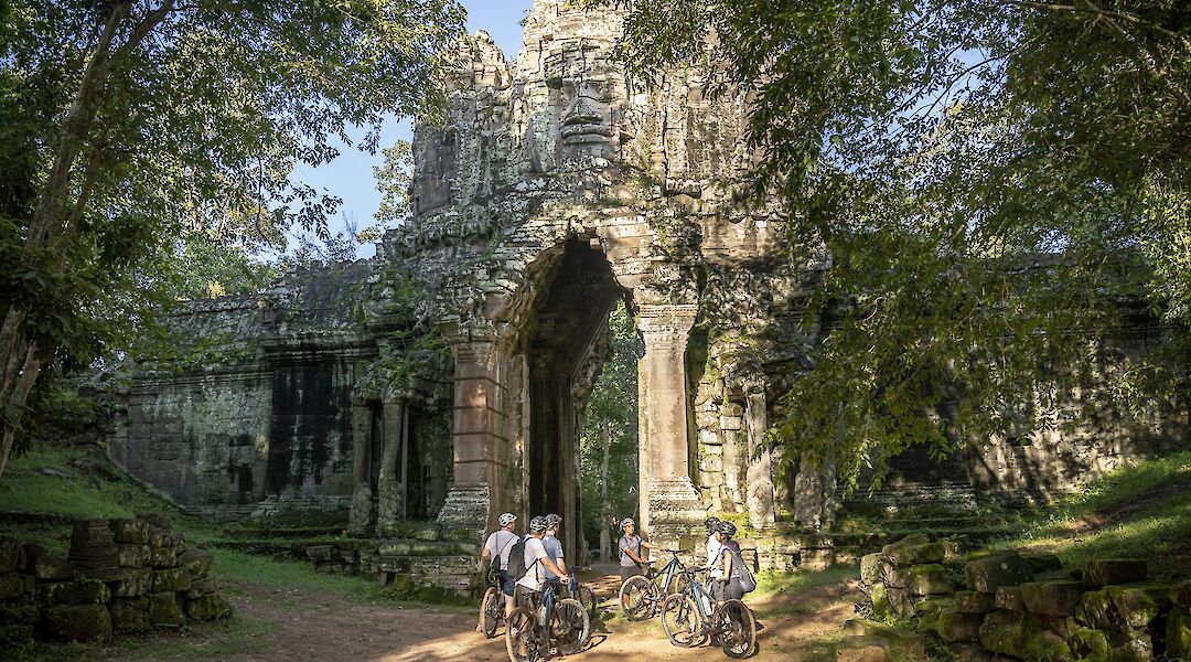 Meeting at the gate with the tour, Siem Reap, Cambodia. Grasshopper Day Tours