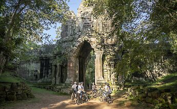 Meeting at the gate with the tour, Siem Reap, Cambodia. Grasshopper Day Tours