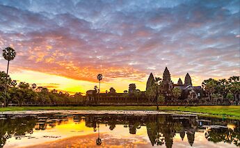 Panoramic sunrise view at the Angkor Temples, Siem Reap, Cambodia. Grasshopper Day Tours
