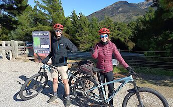 Biking on the Hawea Trail.