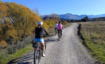 Biking on the Hawea Trail.