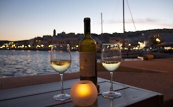 Wine at sunset by the harbor. -toIH