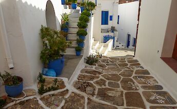 Exploring Chora’s decorated streets. -toIH