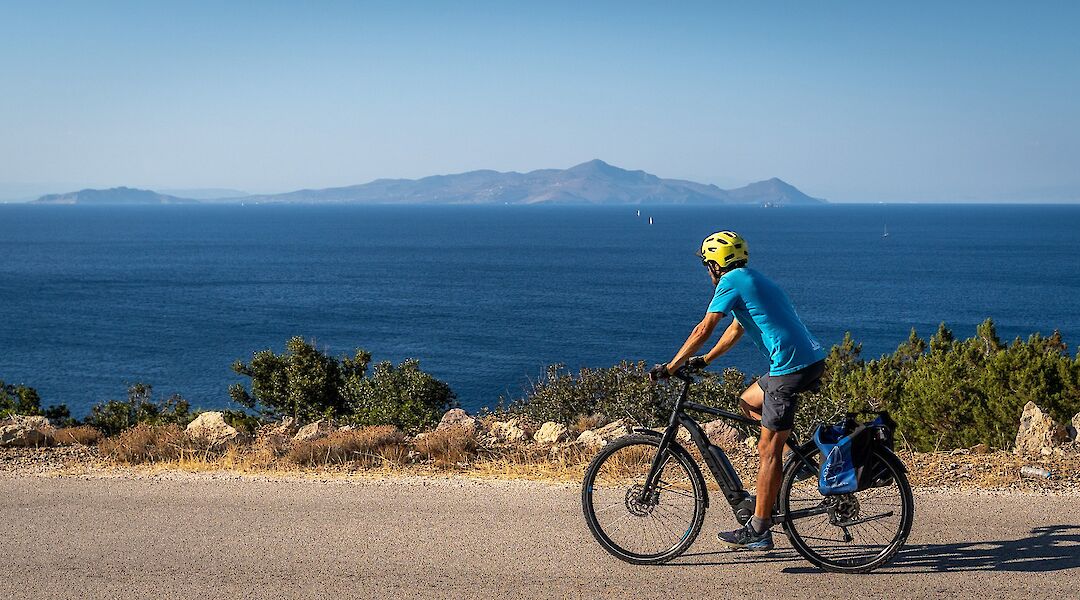 Cycling the volcanic landscapes with sea views in every direction. -toIH