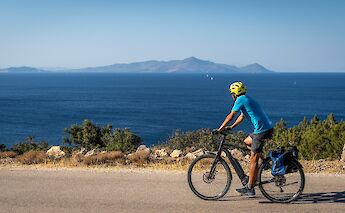 Cycling the volcanic landscapes with sea views in every direction. -toIH