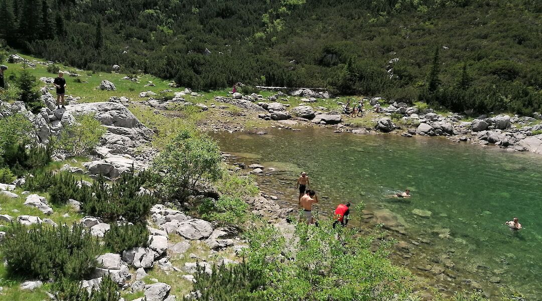 Dipping into the lake, Zabljak, Montenegro.