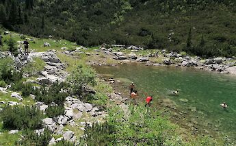 Dipping into the lake, Zabljak, Montenegro.