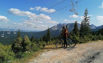 Pause for a break under the Durmitor Gondolas, Zabljak, Montenegro.