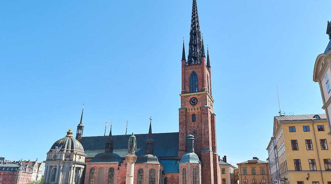High tower of Riddarholmen Church, Stockholm, Sweden. Flickr: Naval S