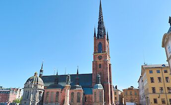 High tower of Riddarholmen Church, Stockholm, Sweden. Flickr: Naval S