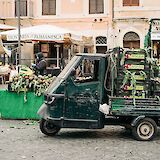 Tricycle carrying produce at Campo de Fiori, Rome, Italy. Gabriella Clare Marino@Unsplash