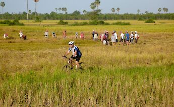 Biking through fields and learning from locals, Silk Island, Phnom Penh, Cambodia. Grasshopper Active Day tours