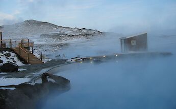Zero visibility due to steam covering Myvatn Nature Baths, Myvatn, Iceland. Nigel Hoult@Flickr