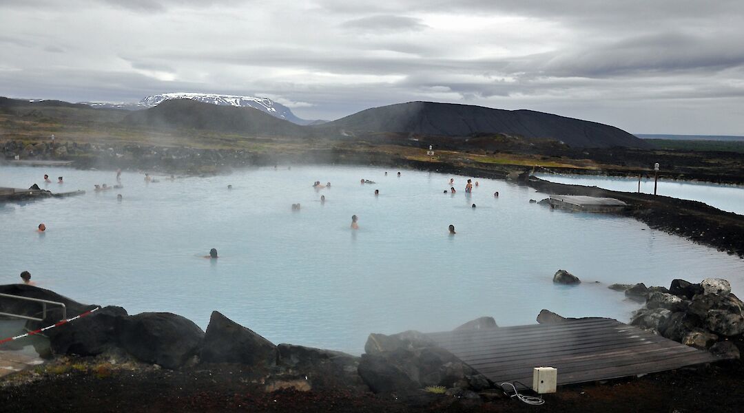 tourists and locals enjoying the nature baths in Myvatn, Iceland. Jennifer Boyer@Flickr