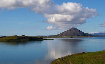 Clouds, islands and a hill at Lake Myvatn, Iceland. in hiatus@Flickr